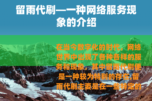 留雨代刷—一种网络服务现象的介绍