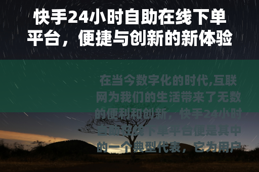 快手24小时自助在线下单平台，便捷与创新的新体验