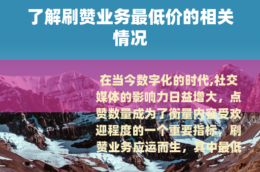 了解刷赞业务最低价的相关情况
