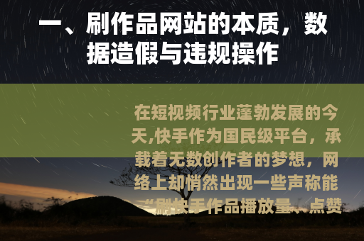 一、刷作品网站的本质，数据造假与违规操作