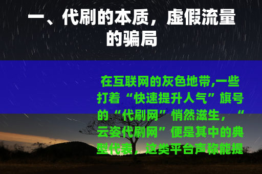 一、代刷的本质，虚假流量的骗局