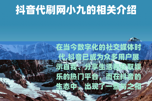 抖音代刷网小九的相关介绍