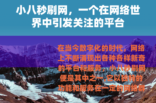 小八秒刷网，一个在网络世界中引发关注的平台