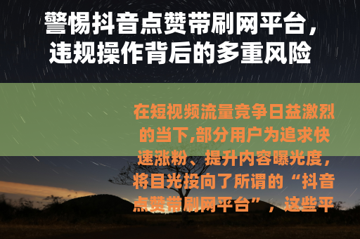 警惕抖音点赞带刷网平台，违规操作背后的多重风险