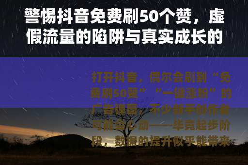 警惕抖音免费刷50个赞，虚假流量的陷阱与真实成长的路径