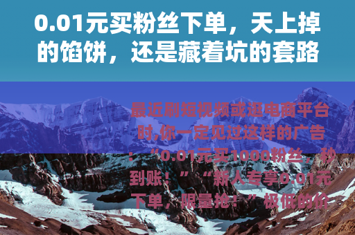 0.01元买粉丝下单，天上掉的馅饼，还是藏着坑的套路？