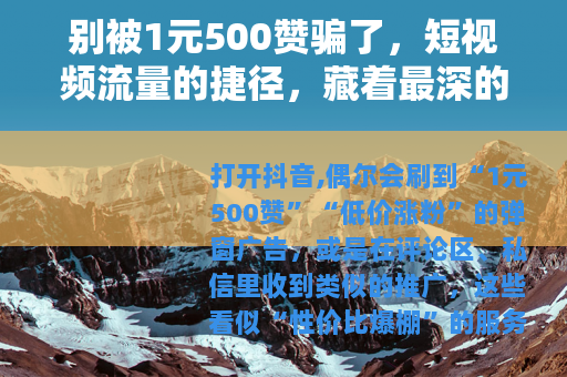 别被1元500赞骗了，短视频流量的捷径，藏着最深的陷阱