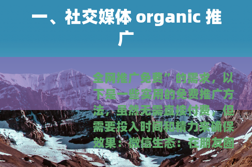 一、社交媒体 organic 推广