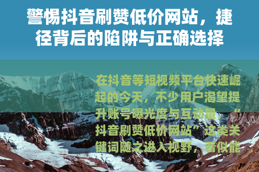 警惕抖音刷赞低价网站，捷径背后的陷阱与正确选择