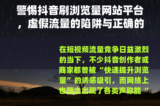 警惕抖音刷浏览量网站平台，虚假流量的陷阱与正确的成长之道