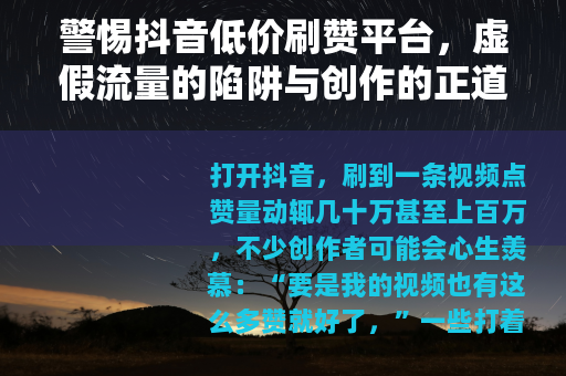 警惕抖音低价刷赞平台，虚假流量的陷阱与创作的正道