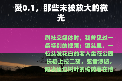 赞0.1，那些未被放大的微光