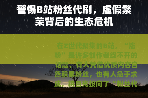 警惕B站粉丝代刷，虚假繁荣背后的生态危机