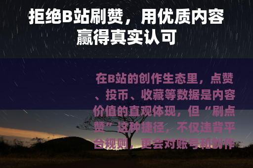 拒绝B站刷赞，用优质内容赢得真实认可