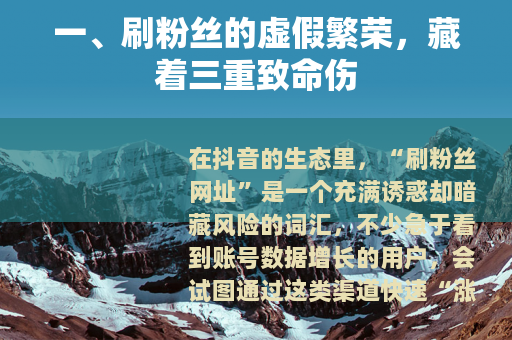 一、刷粉丝的虚假繁荣，藏着三重致命伤