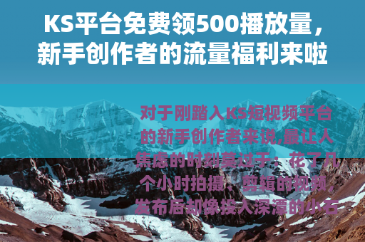 KS平台免费领500播放量，新手创作者的流量福利来啦！