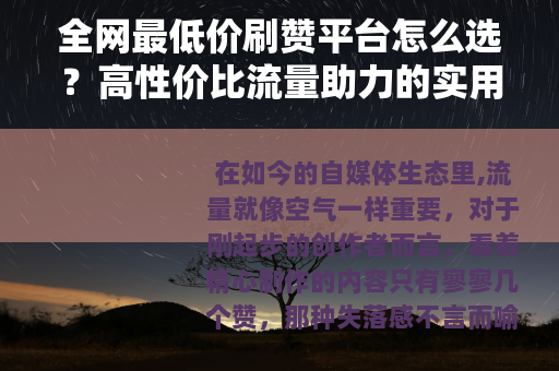 全网最低价刷赞平台怎么选？高性价比流量助力的实用指南