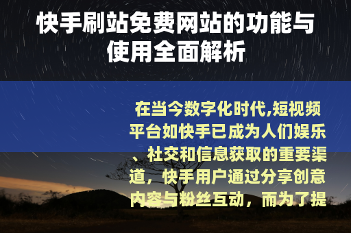 快手刷站免费网站的功能与使用全面解析