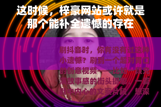 这时候，梓豪网站或许就是那个能补全遗憾的存在