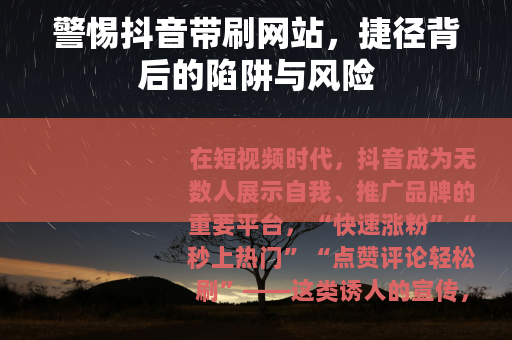 警惕抖音带刷网站，捷径背后的陷阱与风险