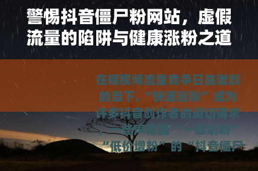 警惕抖音僵尸粉网站，虚假流量的陷阱与健康涨粉之道