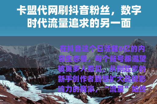 卡盟代网刷抖音粉丝，数字时代流量追求的另一面