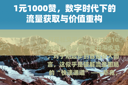 1元1000赞，数字时代下的流量获取与价值重构