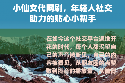 小仙女代网刷，年轻人社交助力的贴心小帮手