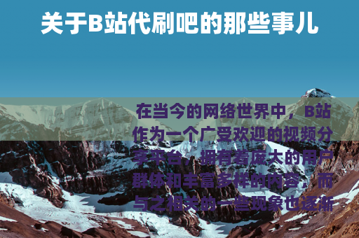 关于B站代刷吧的那些事儿