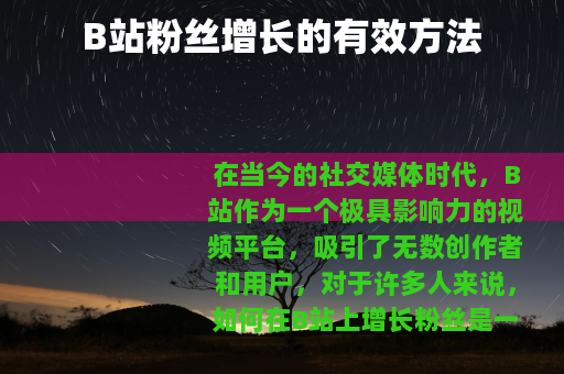 B站粉丝增长的有效方法