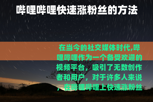 哔哩哔哩快速涨粉丝的方法