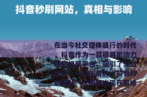 抖音秒刷网站，真相与影响