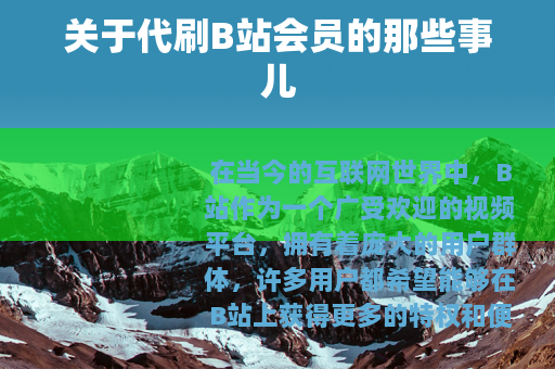 关于代刷B站会员的那些事儿
