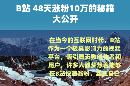 B站 48天涨粉10万的秘籍大公开