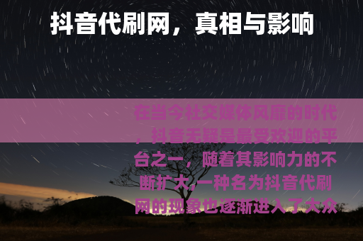 抖音代刷网，真相与影响